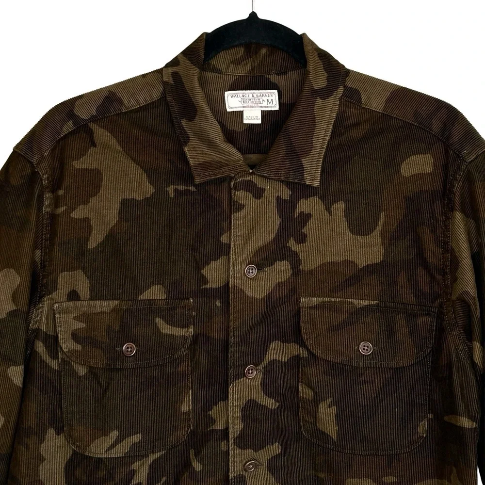 Wallace & Barnes Camo Corduroy Shirt Shacket Medium Button Up Long Sleeve Jacket